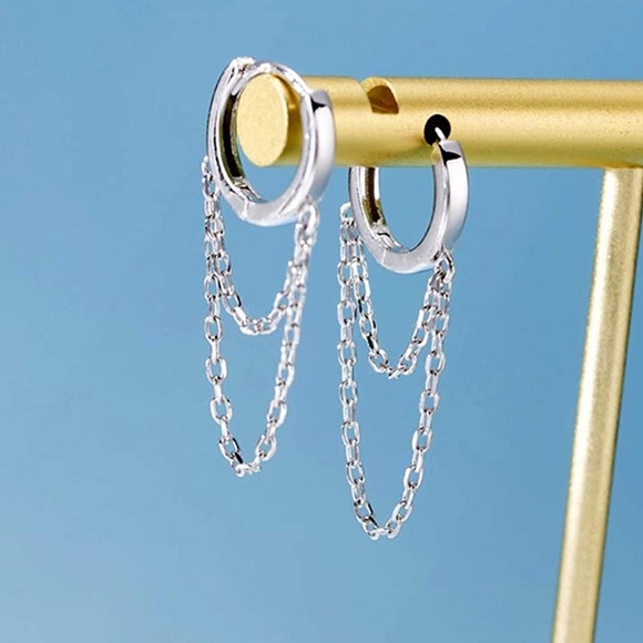 ✨Insta Tassel chain drop hoop earrings - Picture 4 of 5